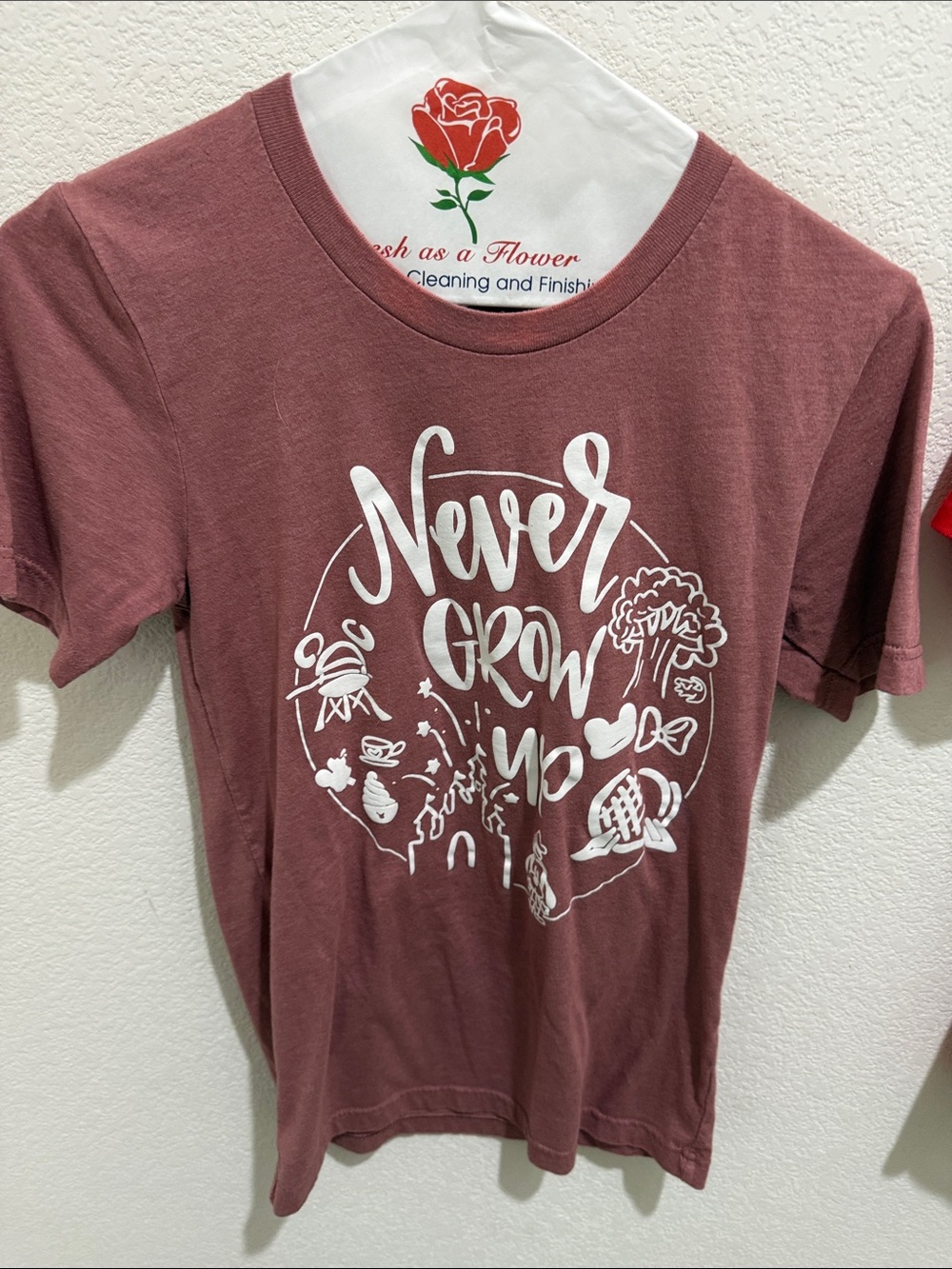 Bella Canvas Dusty Rose "Never Grow Up" Graphic Tee